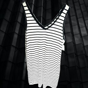 Nwt Joe Fresh Black White Striped Dress Tunic Size Large